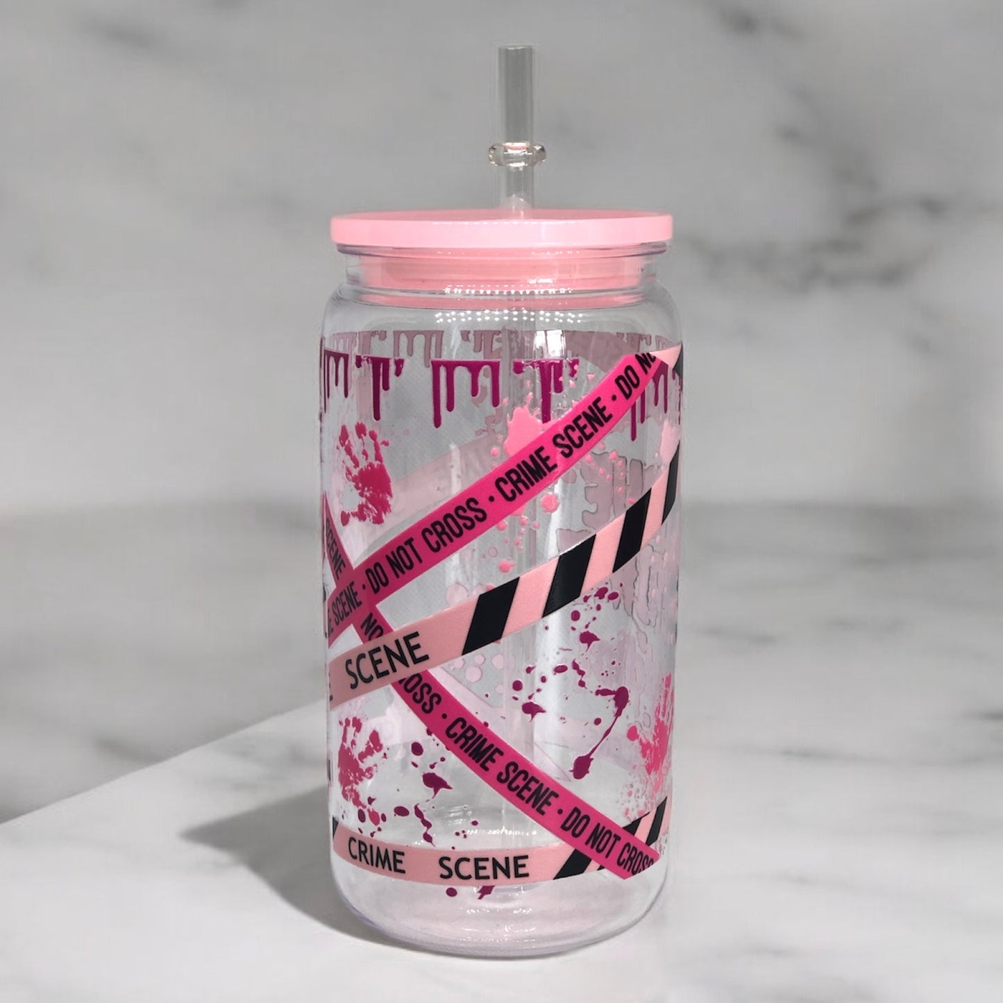 True Crime Plastic Tumbler Cup Libbey Can with Straw