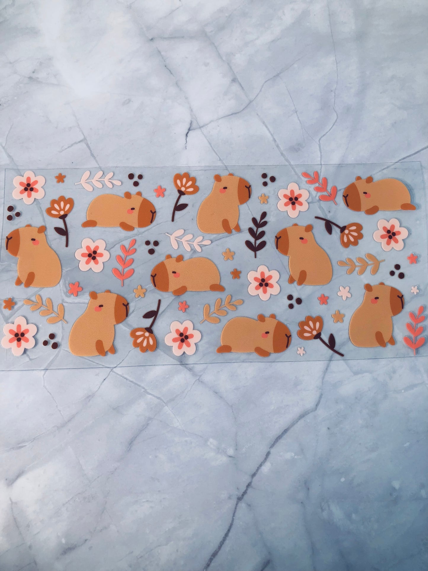Capybara 16oz UV DTF Cup Wrap Transfer Sticker