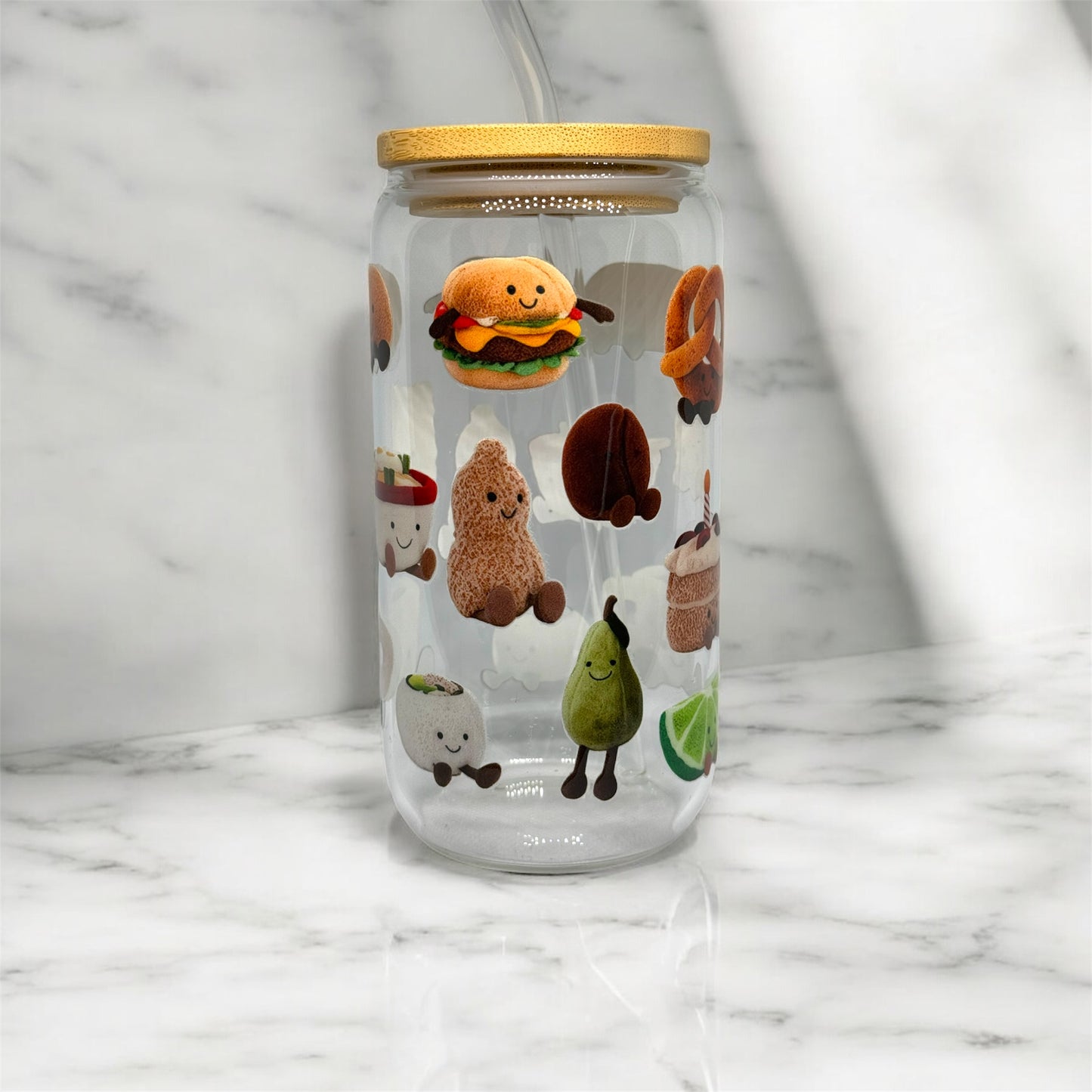 Jellycat Glass Tumbler Cup Libbey Can with Straw