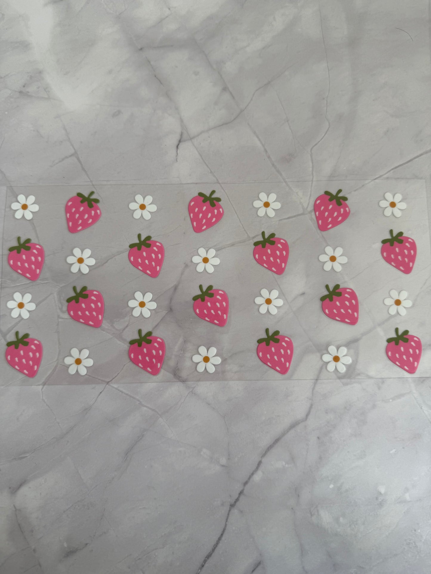 Pink Strawberry 16oz UV DTF Cup Wrap Transfer Sticker