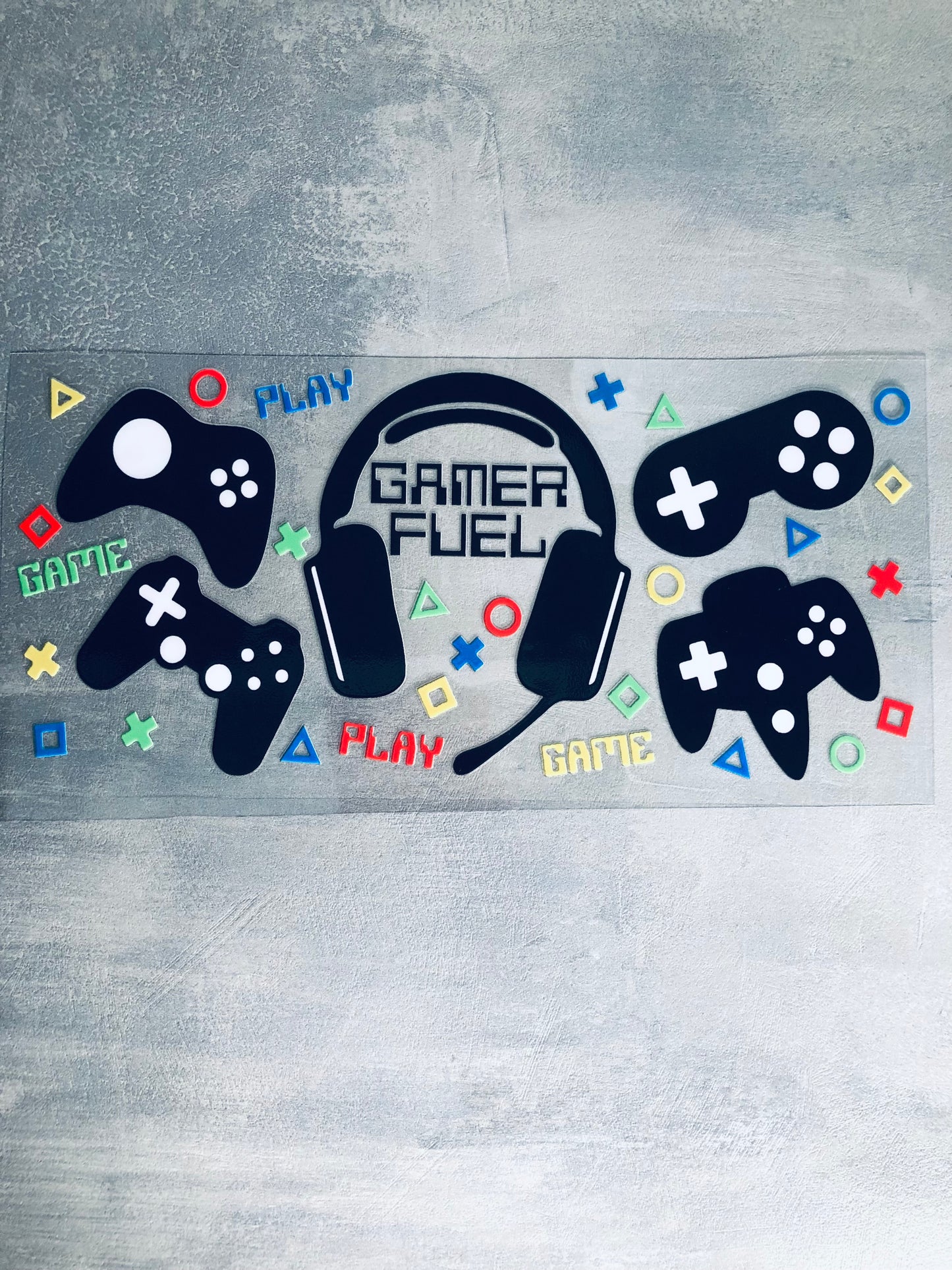 Gamer Fuel 16oz UV DTF Cup Wrap Transfer Sticker