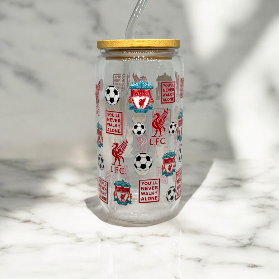 Liverpool Glass Tumbler Cup Libbey Can with Straw