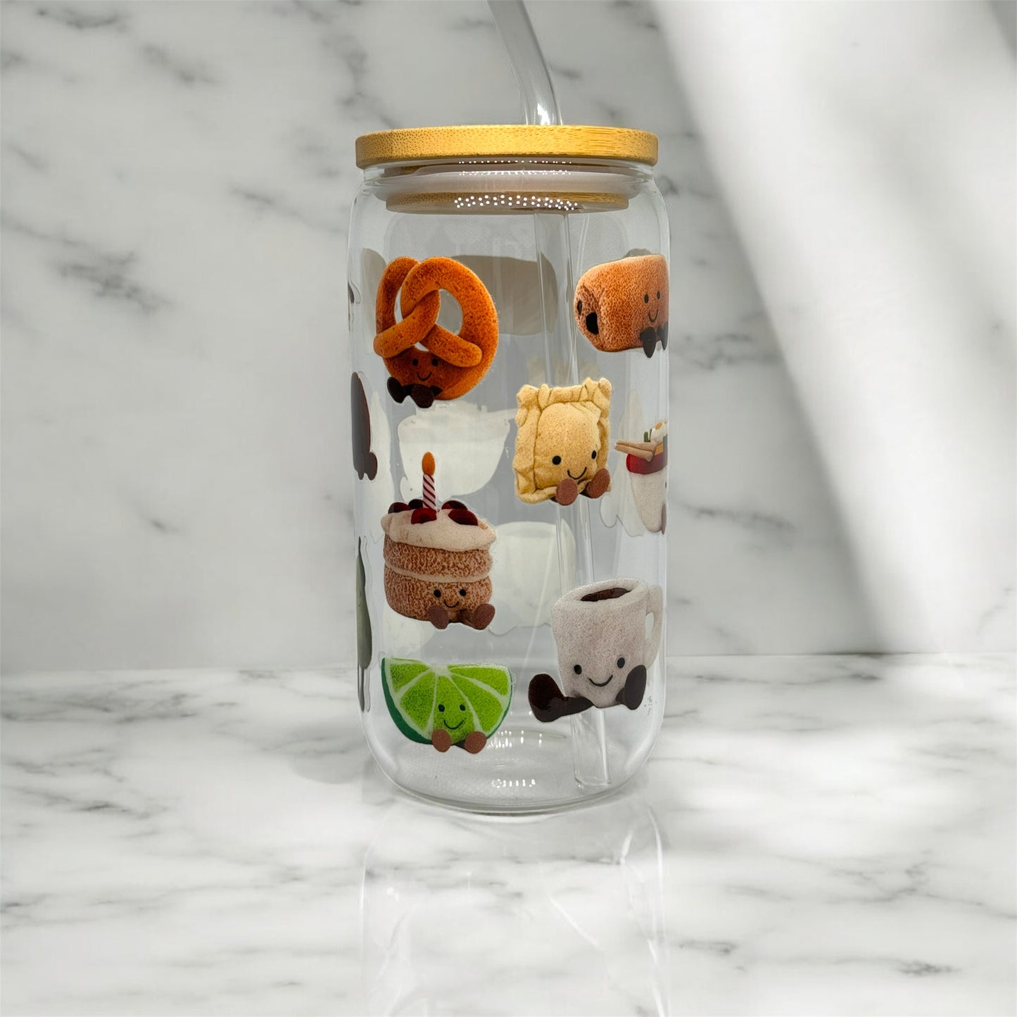 Jellycat Glass Tumbler Cup Libbey Can with Straw