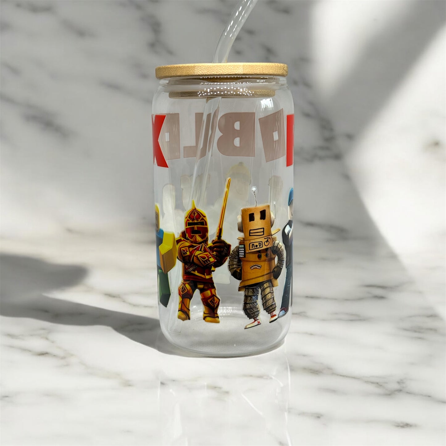 Roblox Glass Tumbler Cup Libbey Can with Straw