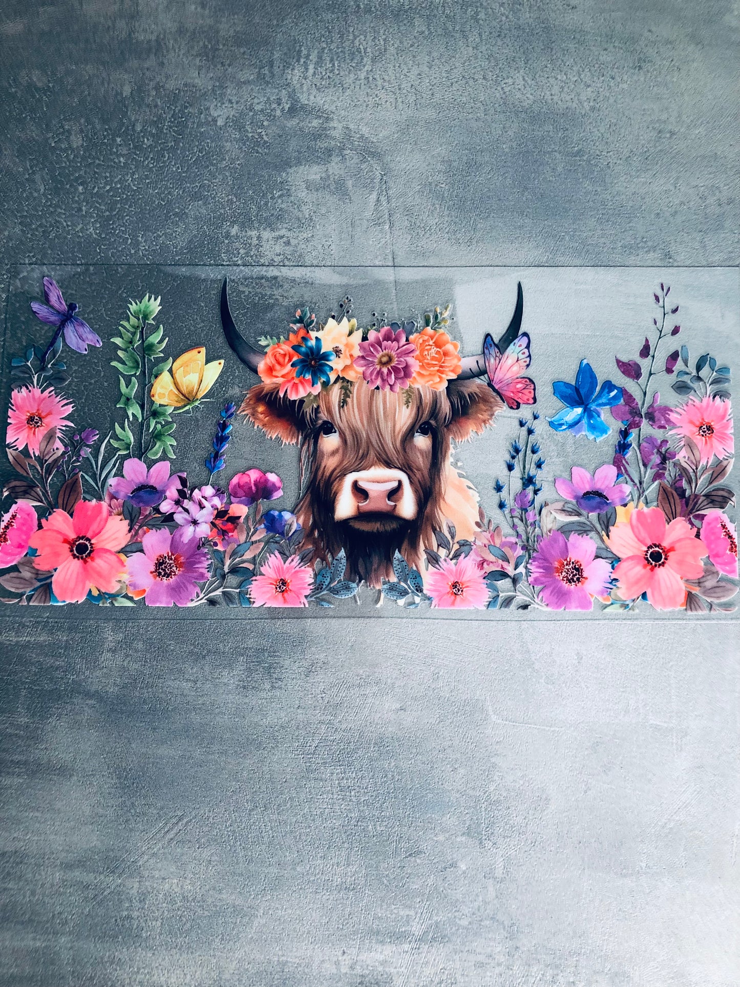 Highland Cow 16oz UV DTF Cup Wrap Transfer Sticker