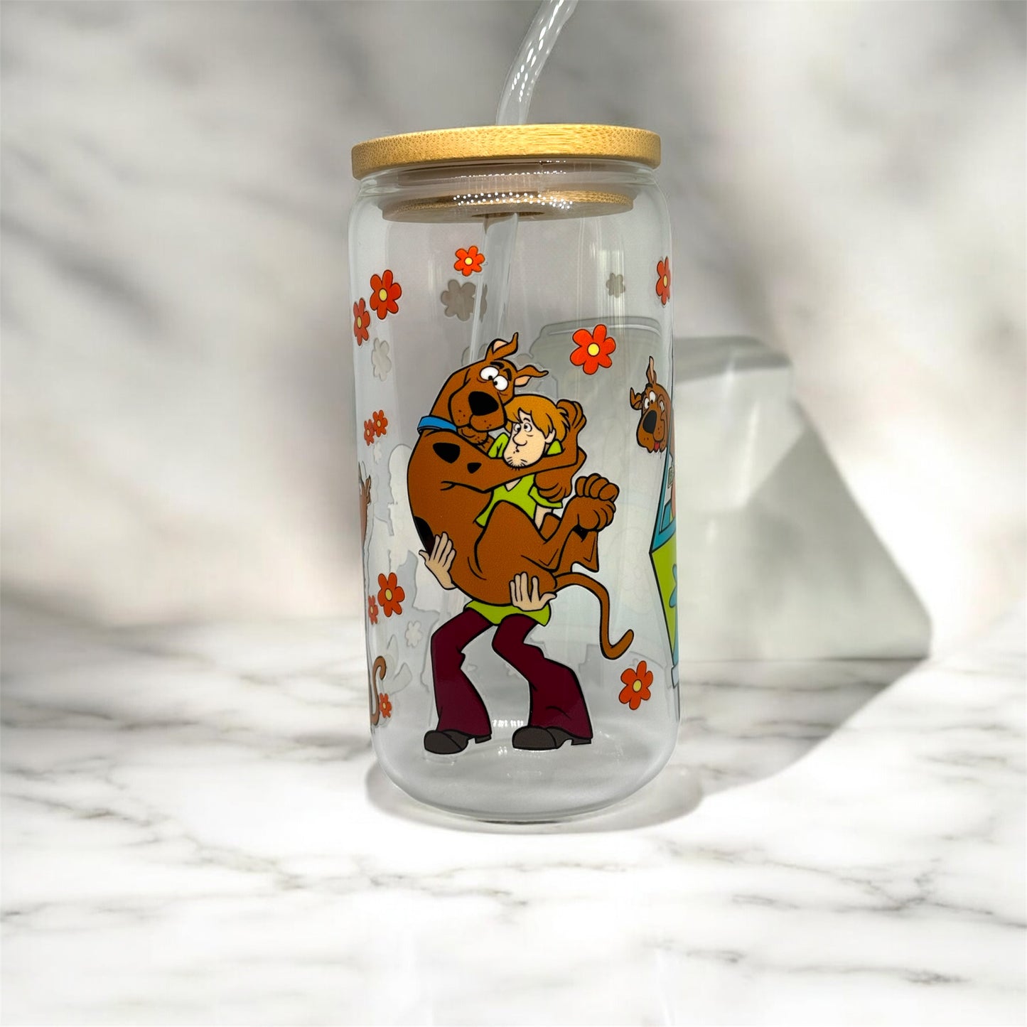 Scooby Doo 16oz Glass Cup With Straw