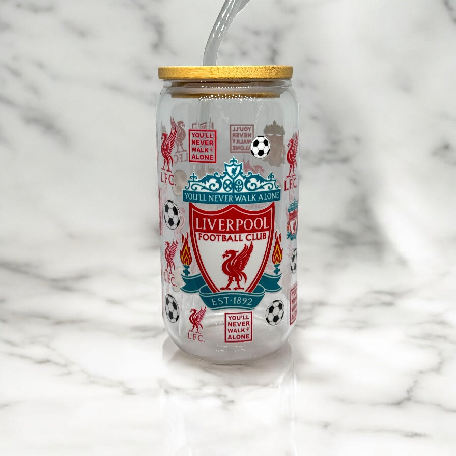 Liverpool Glass Tumbler Cup Libbey Can with Straw