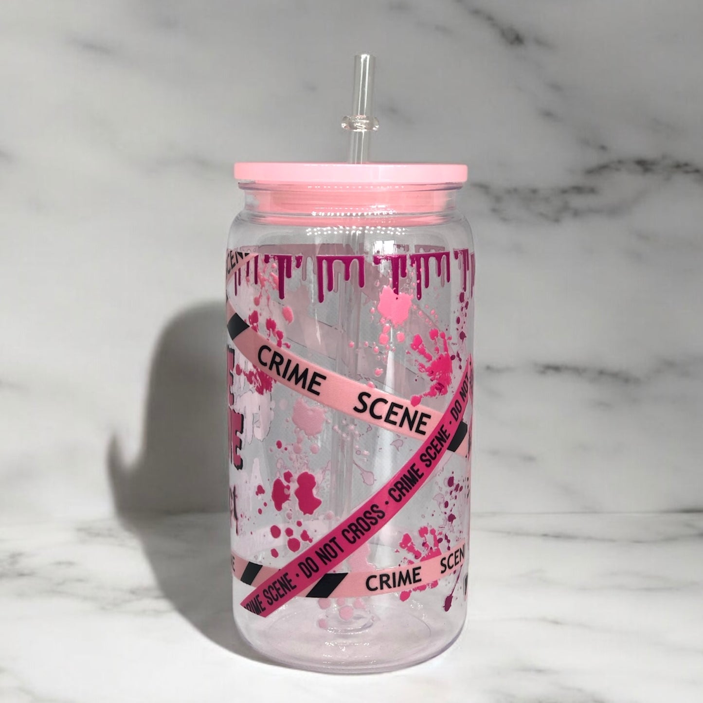 True Crime Plastic Tumbler Cup Libbey Can with Straw