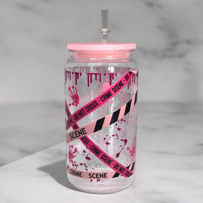 True Crime Plastic Tumbler Cup Libbey Can with Straw