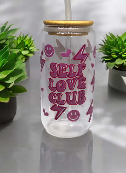 550ml Glass cup with straw