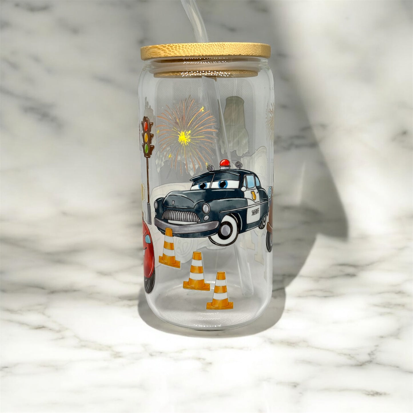 Cars 16oz Cup with Lid and Straw