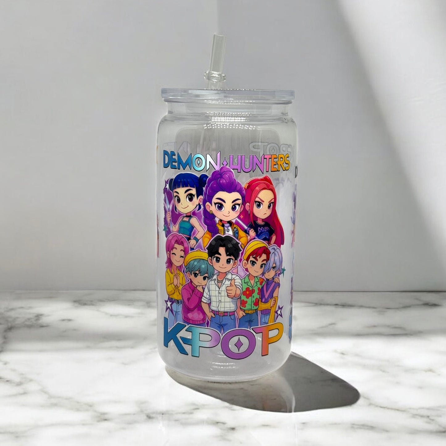 Kpop Demon Hunters 16oz Glass with Straw