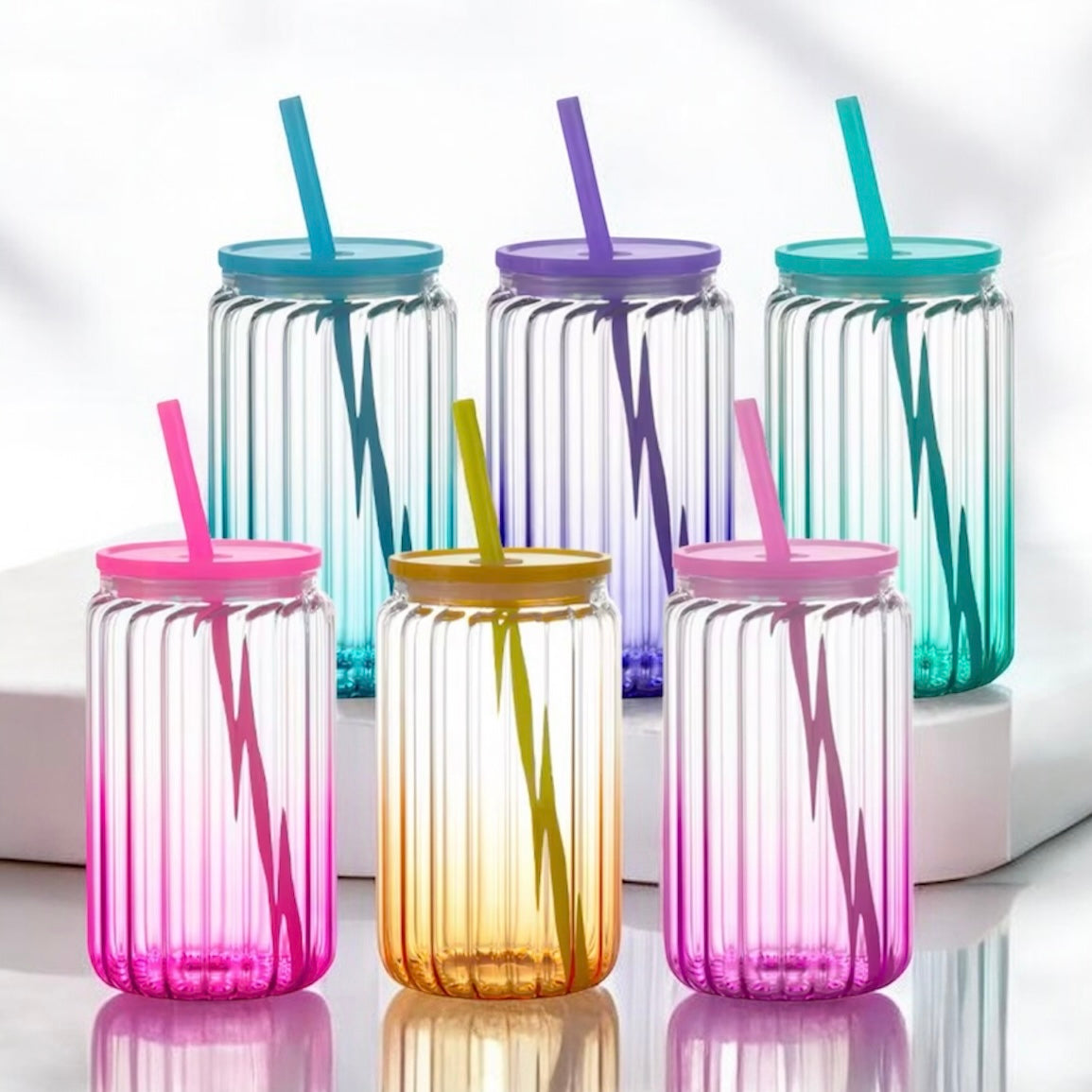 16oz Ombré Glass with Straw