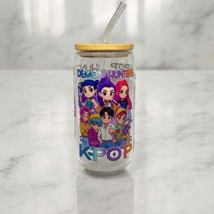 Kpop Demon Hunters 16oz Glass with Straw