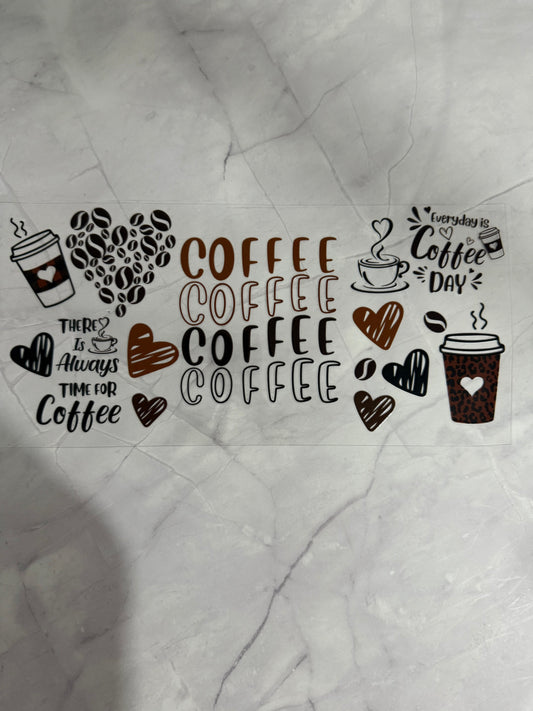 Coffee 16oz UV DTF Cup Wrap Transfer Sticker