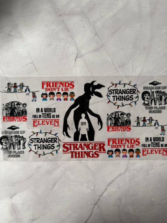 Stranger Things 16oz UV DTF Cup Wrap Transfer Sticker