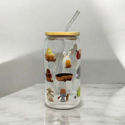 Jellycat 16oz Glass Libbey Can with Lid and Glass Straw
