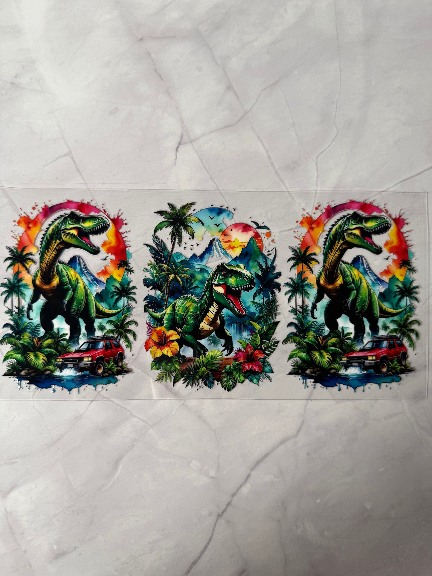 Dinosaur 16oz UV DTF Cup Wrap Transfer Sticker