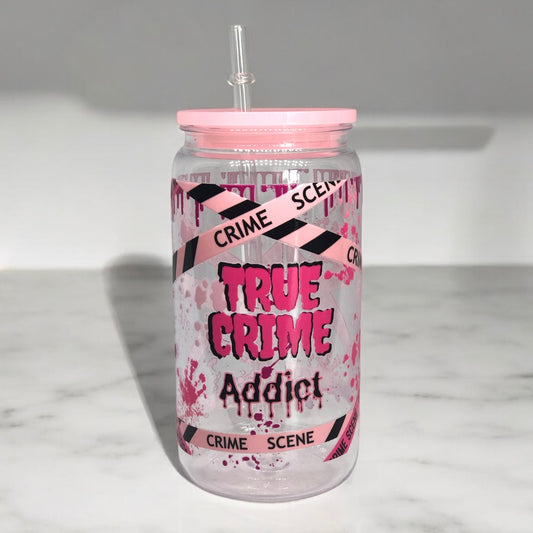 True Crime Plastic Tumbler Cup Libbey Can with Straw