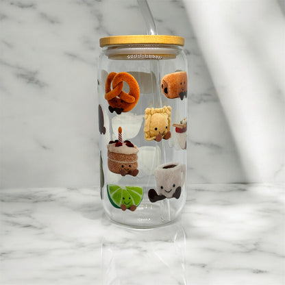 Jellycat Glass Tumbler Cup Libbey Can with Straw
