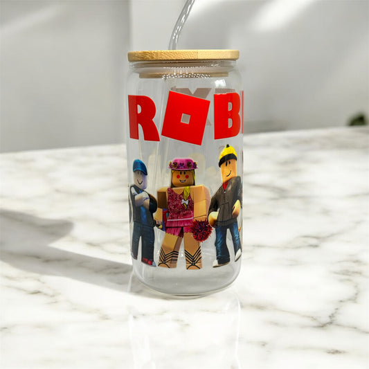 Roblox Glass Tumbler Cup Libbey Can with Straw