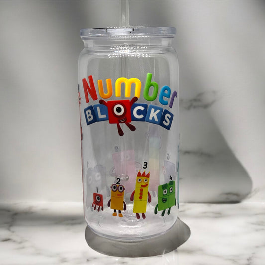 NumberBlocks Plastic Tumbler Cup Libbey Can with Straw