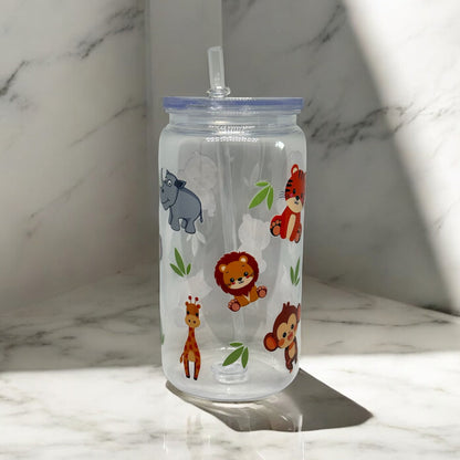 Zoo Animals 16oz Plastic Cup with Straw