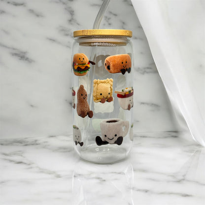 Jellycat Glass Tumbler Cup Libbey Can with Straw