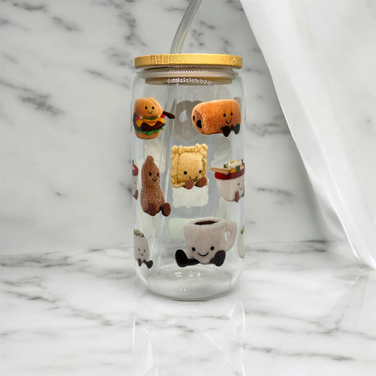 Jellycat Glass Tumbler Cup Libbey Can with Straw