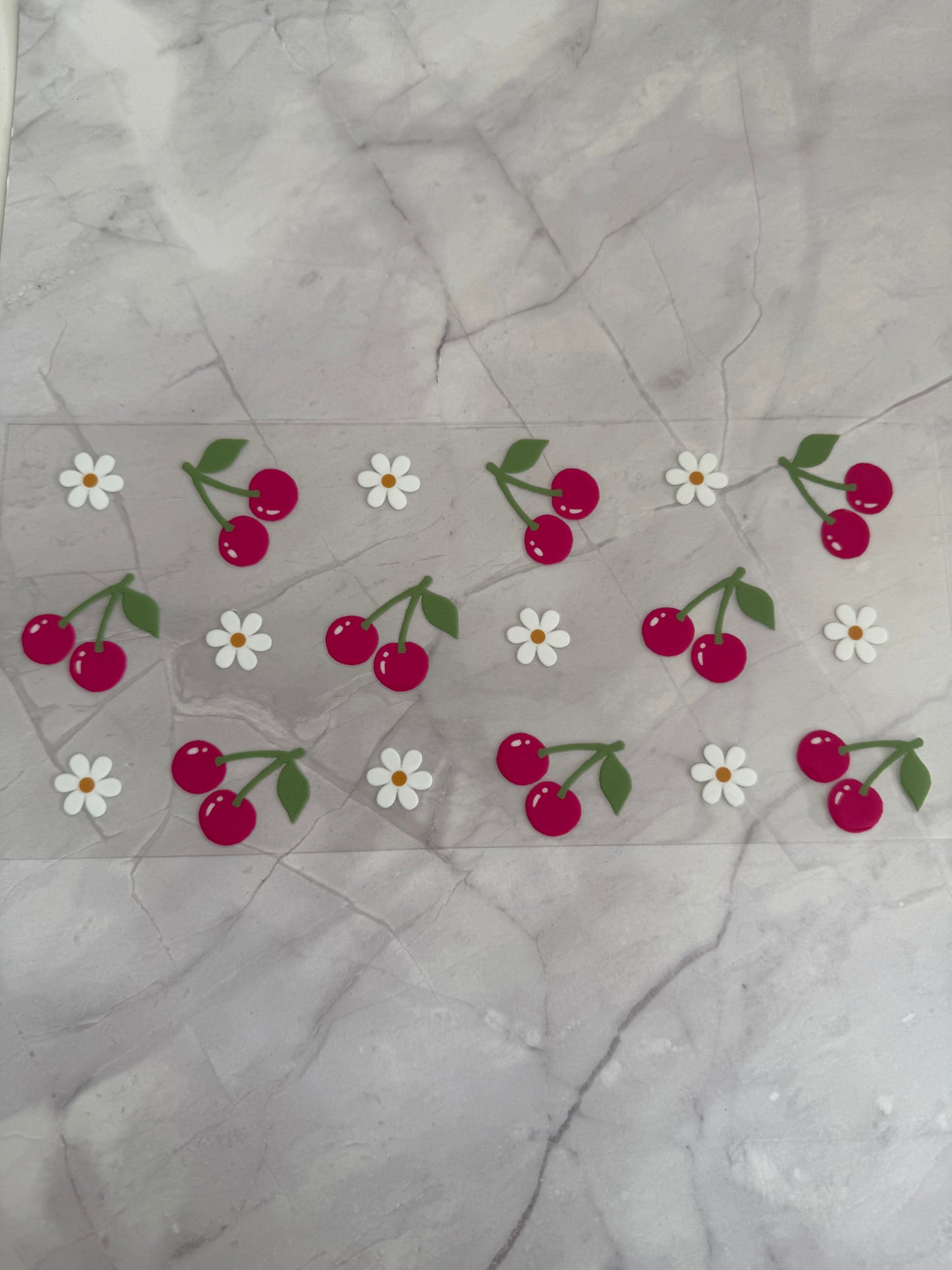 Pink Cherries 16oz UV DTF Cup Wrap Transfer Sticker