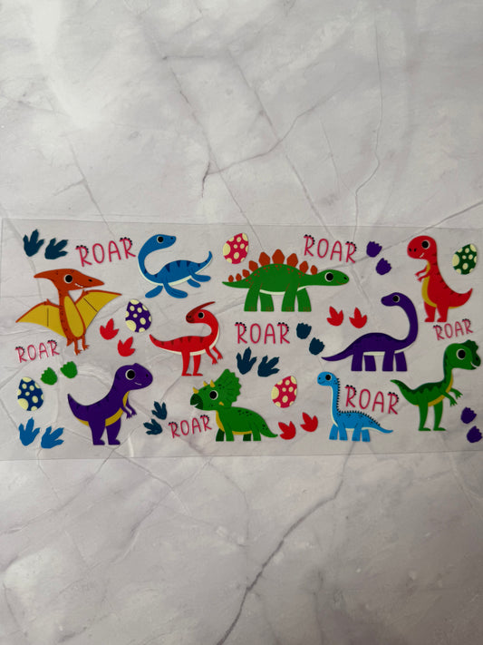 Dinosaur 16oz UV DTF Cup Wrap Transfer Sticker