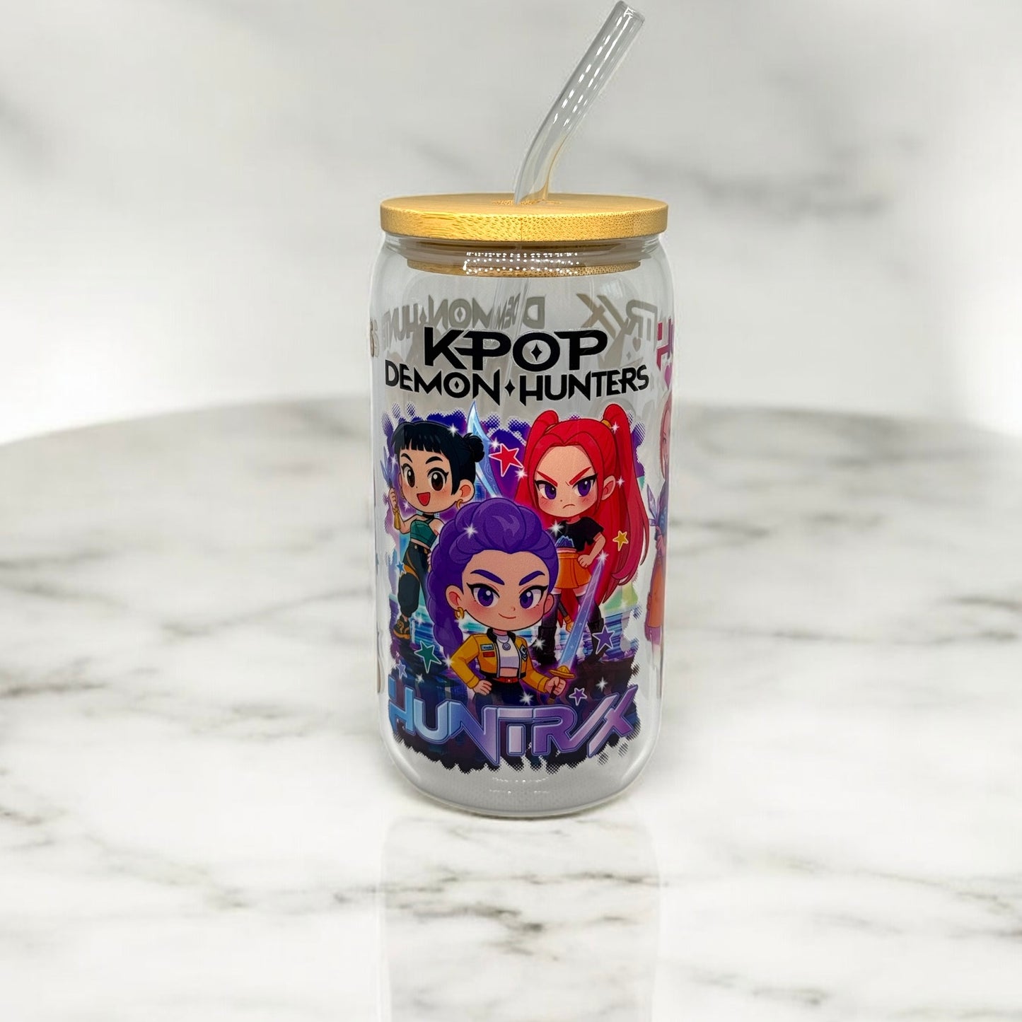 Kpop Demon Hunters 16oz Glass with Straw