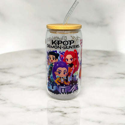 Kpop Demon Hunters 16oz Glass with Straw