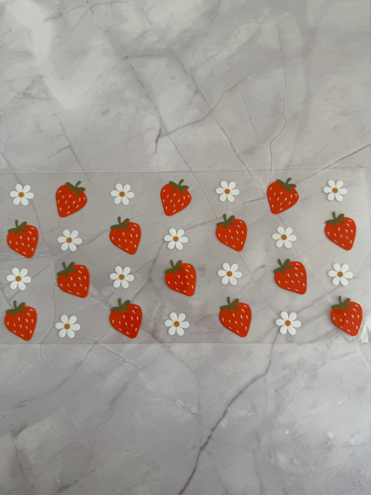 Strawberry Glass cup with straw