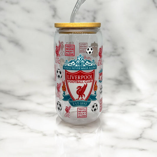 Liverpool Glass Tumbler Cup Libbey Can with Straw