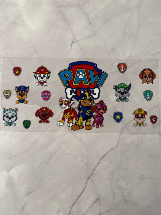 Paw Patrol 16oz UV DTF Cup Wrap Transfer Sticker